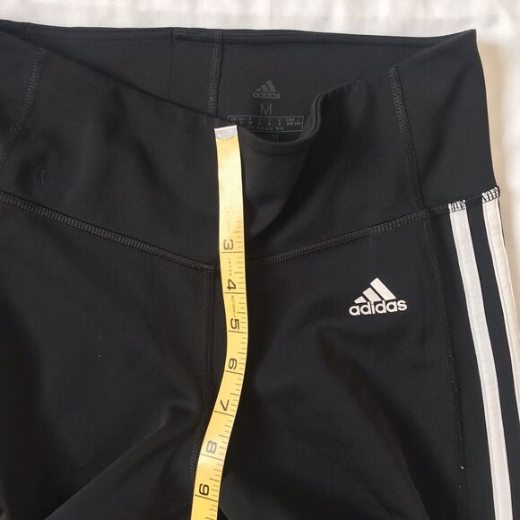 Adidas Leggings Pant Womens Medium Black & White Climalite Compression 3 Stripe - Picture 7 of 9